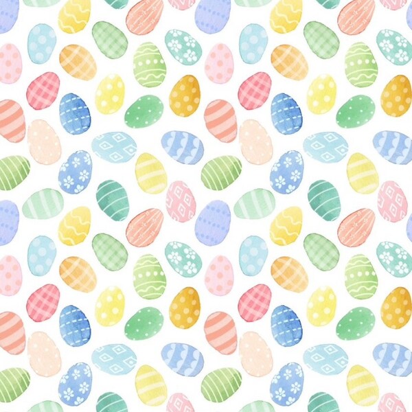 Clothworks Spring has Sprungs Easter Eggs CLTY4010-55 Cotton Fabric