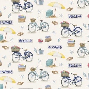 P&B Textiles 100% Beachtime bicycles  Quilt Shop Cotton Fabric by the yard