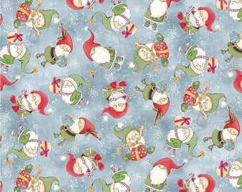 Timeless Treasures Fabrics Snow Fun Christmas Elves Blue TT-CD1397 cotton fabric