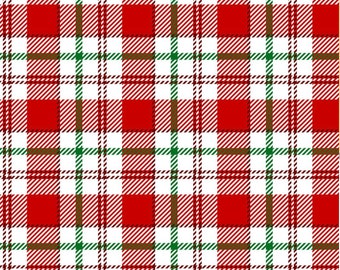 David Textiles Christmas White green red Atwood Plaid DX-2373-0C-1 Cotton Fabric
