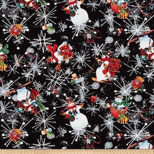 Studio E Christmas Snow Dog Express Tossed Snowmen 6848S-99 Cotton Fabric by the Yard
