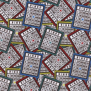 Mook Fabrics Game Night Bingo Cards 116287 Cotton fabric