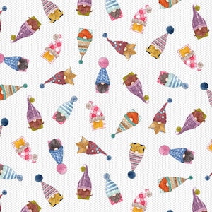 Love You Gnome-atter What by Michael Miller Stocking Hat Character Allover Gnomes DDC10027-WHIT Cotton Fabric