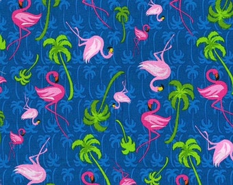 Fabric Traditions Flamingos FAT24489-BLU Cotton Fabric