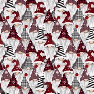 Timeless Treasures Multi Snow Gnomes Packed 100% Quilt Shop Cotton Fabric by the yard