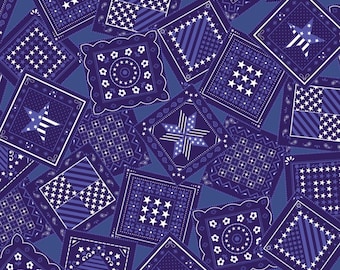 Windham Patriotic Bandanna Blue Cotton Fabric