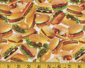 Mook Fabrics Fast Food Burgers 126043 Cotton Fabric