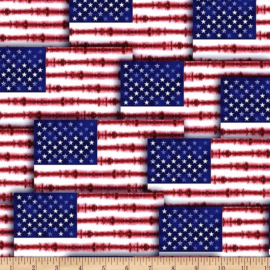 Timeless Treasures Patriotic Vibes Stacked Tie Dye American Flags ...