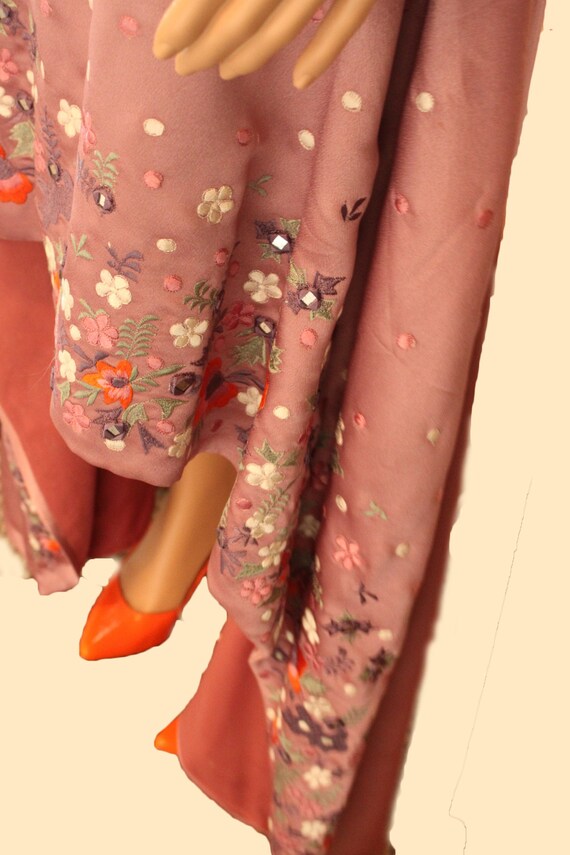 Dusty Pink Embroidered Asymmetric Dress Wedding Party Evening Dress High  Low Hem Long Dress - Etsy