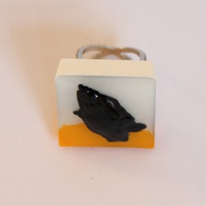 Praying Hands Ring Small Yellow Black White Ring Fine Art Jewellery