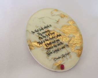 La Vita Nuova Jewellery Piece; Fine Art Jewelry; Quotation Brooch; Dante Pendant; Statement Necklace; Gold Brooch; Book Jewelry; Geek Chic