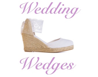 BEVERLY Closed Toe Lace White Lace Wedge Espadrille Boho style Wedding, comfortable wedding shoes, bohemian bride, beige wedges, ecru