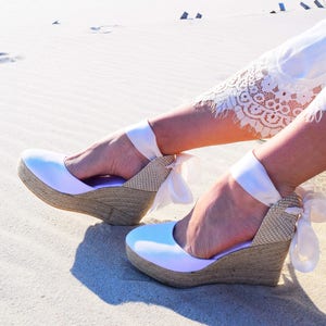 Pure Ibiza Wedge Lace Up Espadrille Boho style Wedding, Bridal shoes, Beach Wedding, Ibizencas, Bridesmaid, outdoor wedding, white party