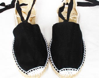IBIZA Lace Up Vegan Espadrilles bio en coton femme, sandales, chaussures de