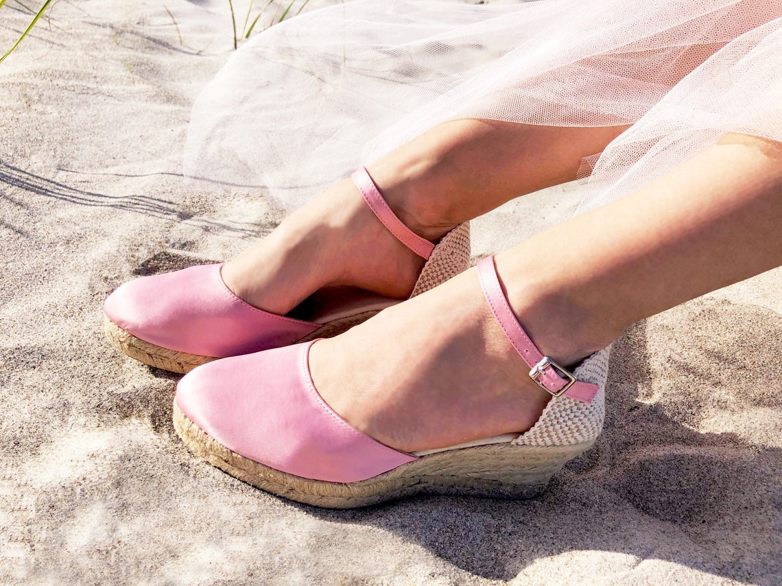 pink wedge shoes for wedding