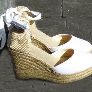HIGH WEDGE Lace Up Women Espadrilles Organic Cotton