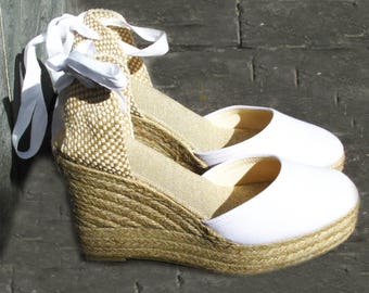 HIGH WEDGE Lace Up Women Espadrilles Organic Cotton