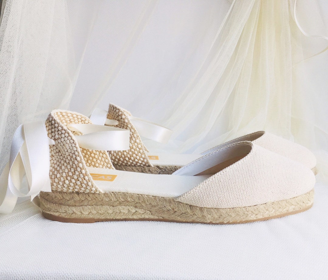 Chloe Ivory Low Wedge Lace up Wedding Espadrilles Bridal - Etsy