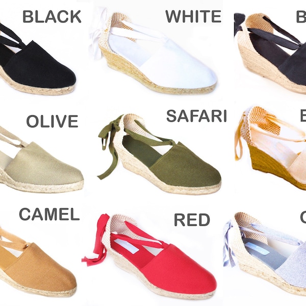 Medium Wedge Lace Up Women Espadrilles Organic Cotton Vegan shoes, ecofriendly, natural footwear, Wedges, ethical, sustainable shoes