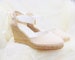 CHLOE Medium Wedge Lace Up Espadrille Wedding Bridal shoes Ivory, beige, nude, reception shoes, bachelorette, baby shower, comfortable shoes 