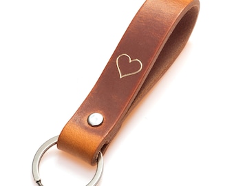 Leather Heart Keychain • Handmade in Germany • Gift for Women & Men • Valentine's Day • Anniversary • Christmas • Mother's Day