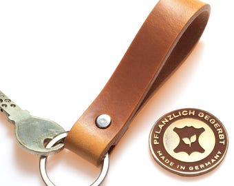 Leather keychain, vegetable-tanned – brown – No logo / pure – Premium gift – handmade in Northern Germany | ELBERCRAFT®