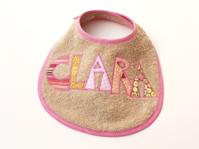 from 22,00 Euro: Baby terry cloth bib with name, personalized letters sand beige image 6