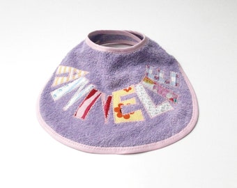 from 22.00 euros: Terry cloth baby bib with name, personalized, letter application - lilac / light purple