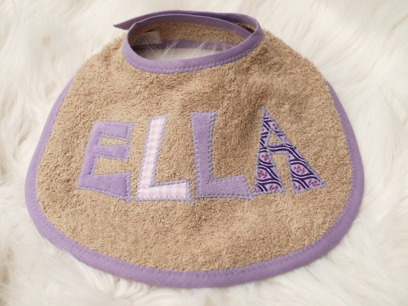 from 22,00 Euro: Baby terry cloth bib with name, personalized letters sand beige image 5