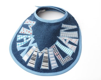 from 22.00 euros: Terry cloth baby bib with name, personalized, letter application - navy blue