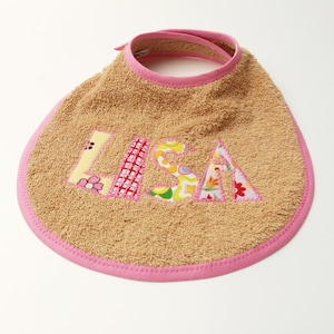 from 22,00 Euro: Baby terry cloth bib with name, personalized letters sand beige image 1