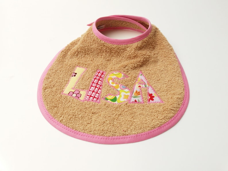 from 22,00 Euro: Baby terry cloth bib with name, personalized letters sand beige image 1