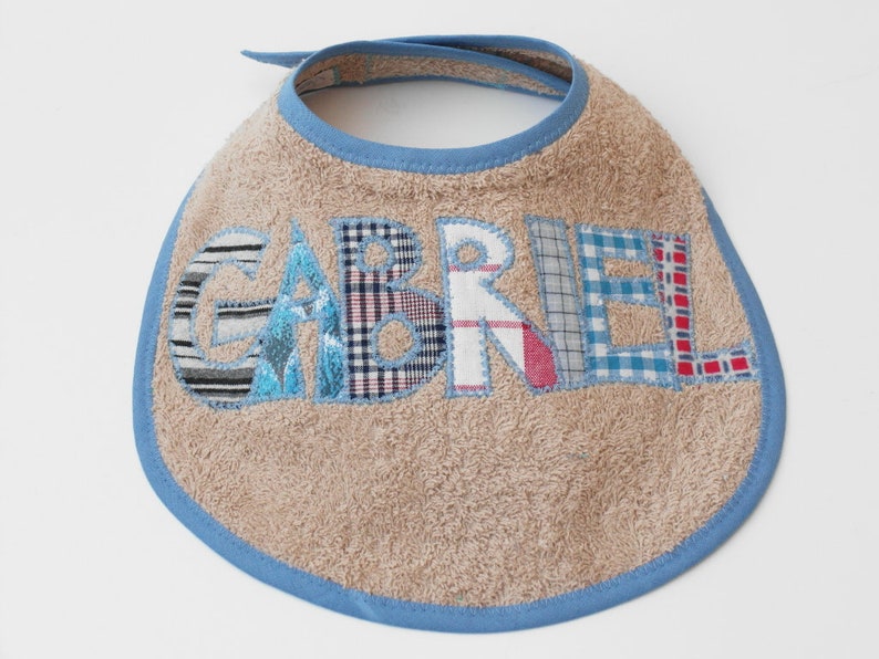 from 22,00 Euro: Baby terry cloth bib with name, personalized letters sand beige image 4