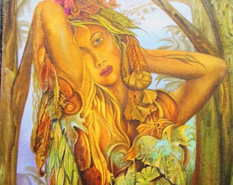 Wild Ivy Goddess Canvas Print, Sensual Nature Art (10x15)