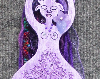 Goddess wall hanging, Goddess Figurine, Purple Goddess ornament, Mothers day goddess, Pagan Goddess, Goddess Sculpture, Goddess Wall Art