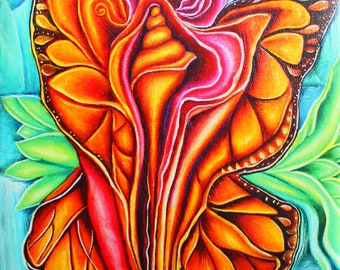 Metamorphosis Butterfly Canvas Art, Divine Feminine Spiritual Decor