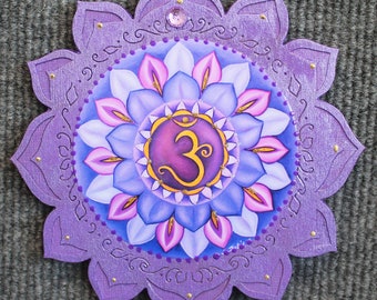 Crown Chakra Lotus Wall Plaque: Sahasrara Meditation Art