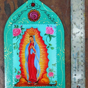 Our Lady of Guadalupe Art: Hand-Painted Religious Icon Plaque, Guadalupe print image 9