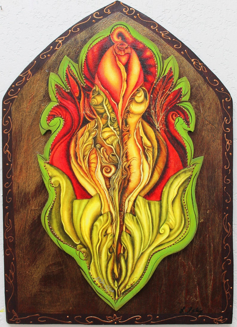 Divine feminine art Yoni art Sensual flower Yoni painting Etsy