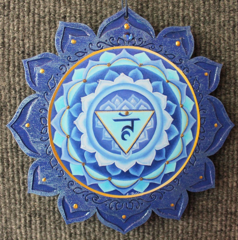 Throat Chakra Art: Blue Lotus Mandala, Reiki Healing Art bild 1