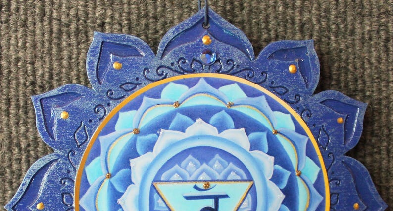 Throat Chakra Art: Blue Lotus Mandala, Reiki Healing Art bild 5