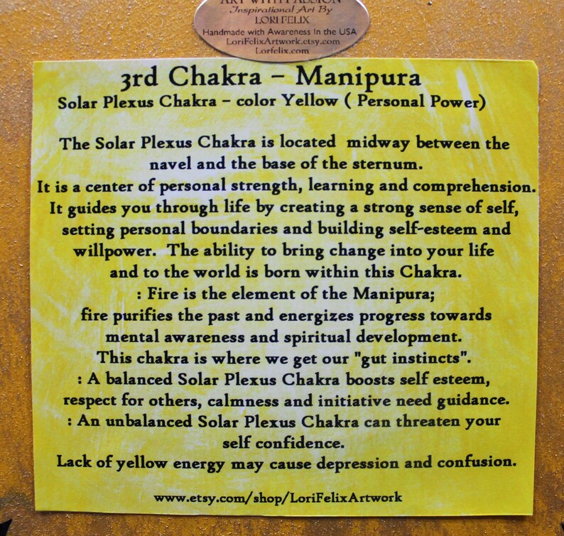 chakra wall hanging,3rd Chakra, Solar Plexus, chakra mandala, healing plaque, Chakra wall art, meditation art, Healing art, reiki art image 10