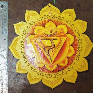 chakra wall hanging,3rd Chakra, Solar Plexus, chakra mandala, healing plaque, Chakra wall art, meditation art, Healing art, reiki art image 7