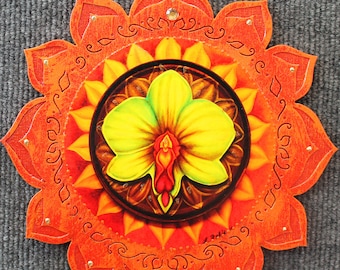 Embellished Orchid Print: Lotus Plaque, Divine Feminine Art