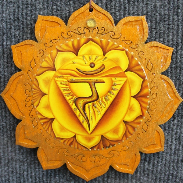 3rd Chakra, Manipura chakra, Solar Plexus, new age art, healing plaque, lotus plaque, boho art, meditation art,  Healing art,zen art