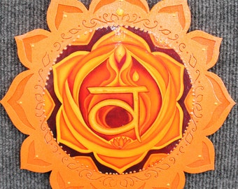 Chakra wall hanging,2nd Chakra, Sacral chakra, chakra mandala, Orange Chakra, healing art, yoga studio decor, meditation art, spiritual art