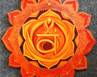 Sacral Chakra Wall Hanging: Orange Mandala, Yoga Meditation Art