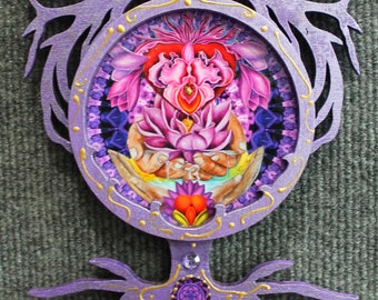 Purple Tree of Life, Divine feminine flower of life, Goddess tree wall hanging, feminine art, yoni feminine art, vagina art, healing art