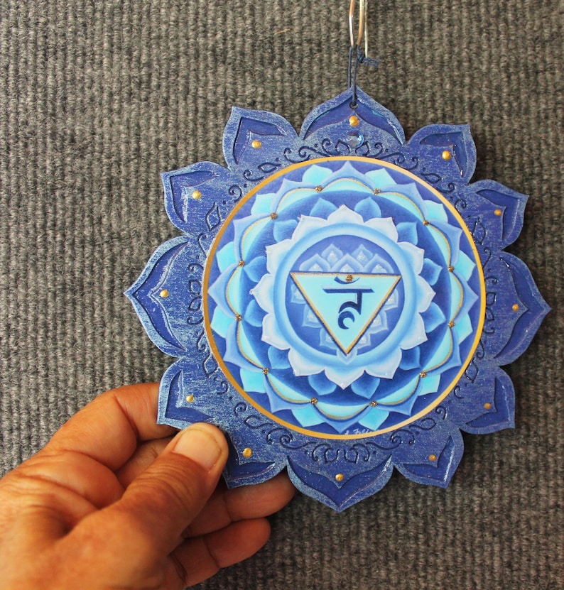 Throat Chakra Art: Blue Lotus Mandala, Reiki Healing Art bild 2
