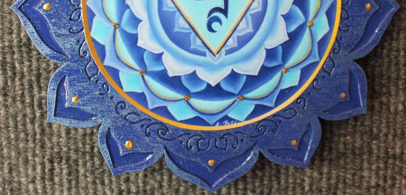 Throat Chakra Art: Blue Lotus Mandala, Reiki Healing Art bild 6